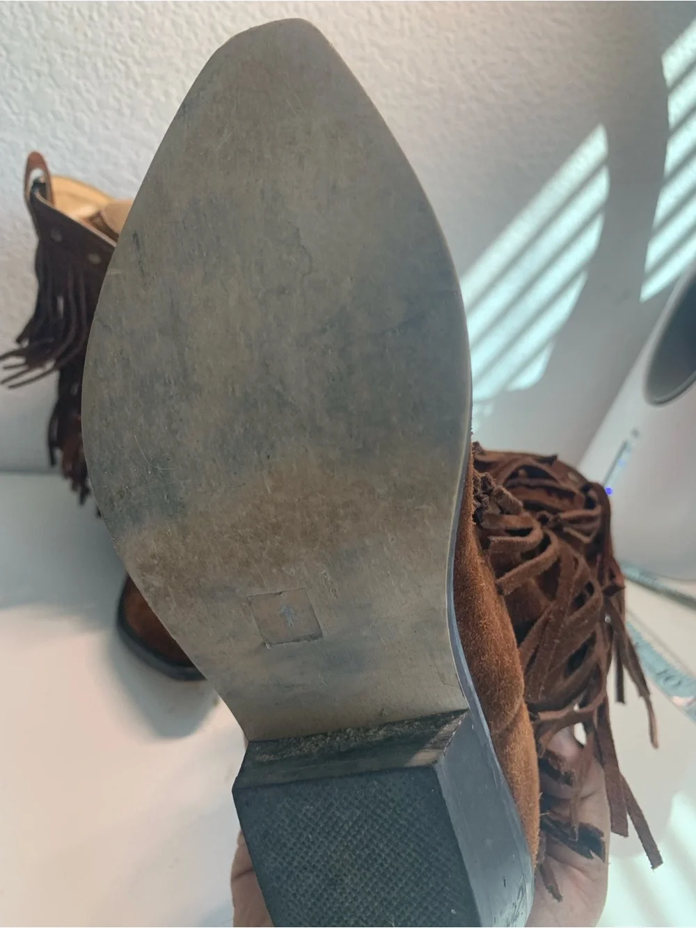 Shyanne Brown Suede Fringed Cowboy Booties
